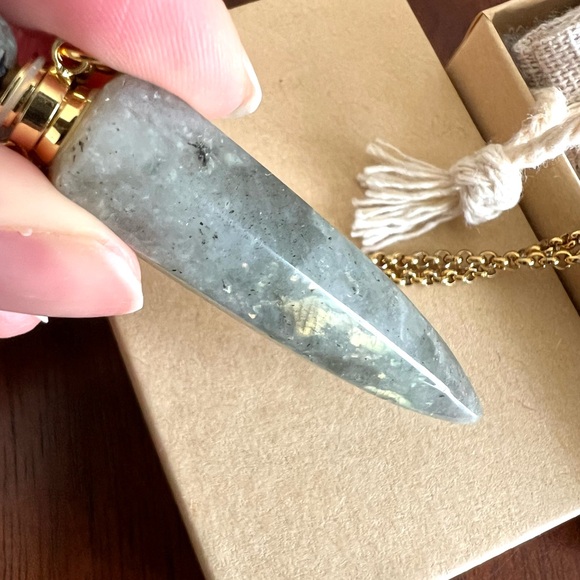 NIB Labradorite Perfume Amulet Pendant Necklace - Picture 14 of 15